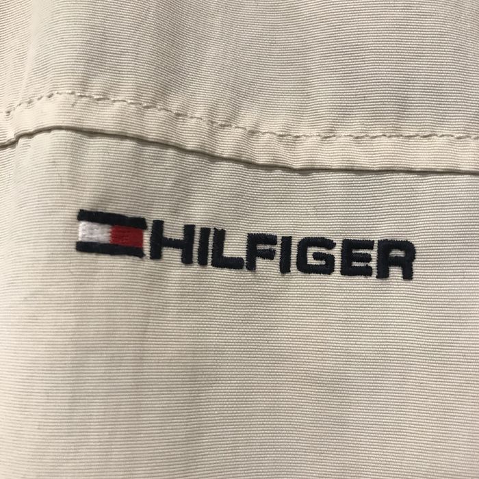 Kurtka TH Tommy Hilfiger jasna beżowa z kapturem chowanym ecru logo