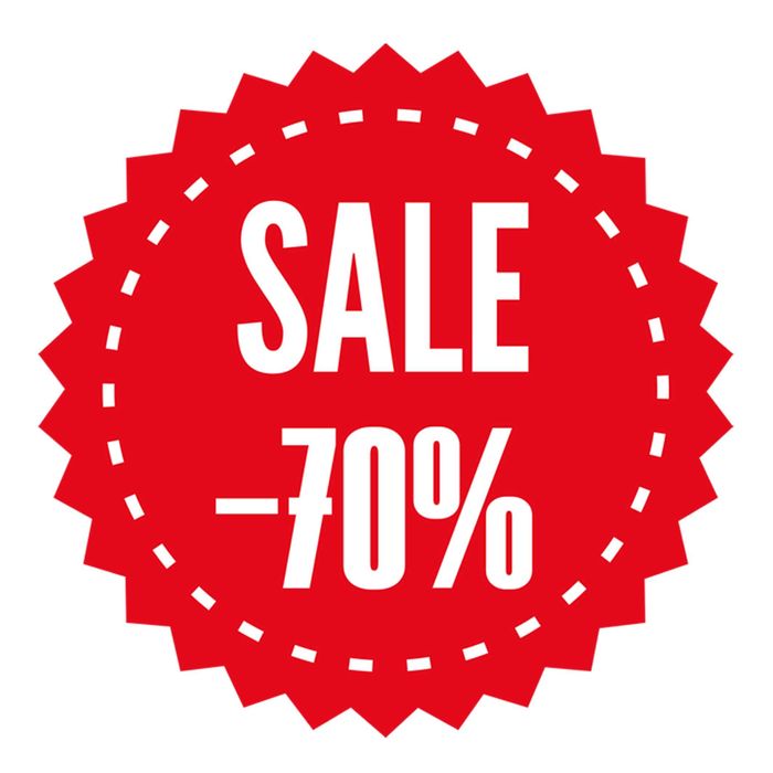 naklejka sale 70% do sklepu na szybę sale 70%, wyprzedaż -70%