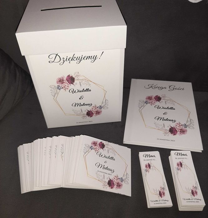 Zaproszenia ślubne, zawieszki, winietki, pudełka