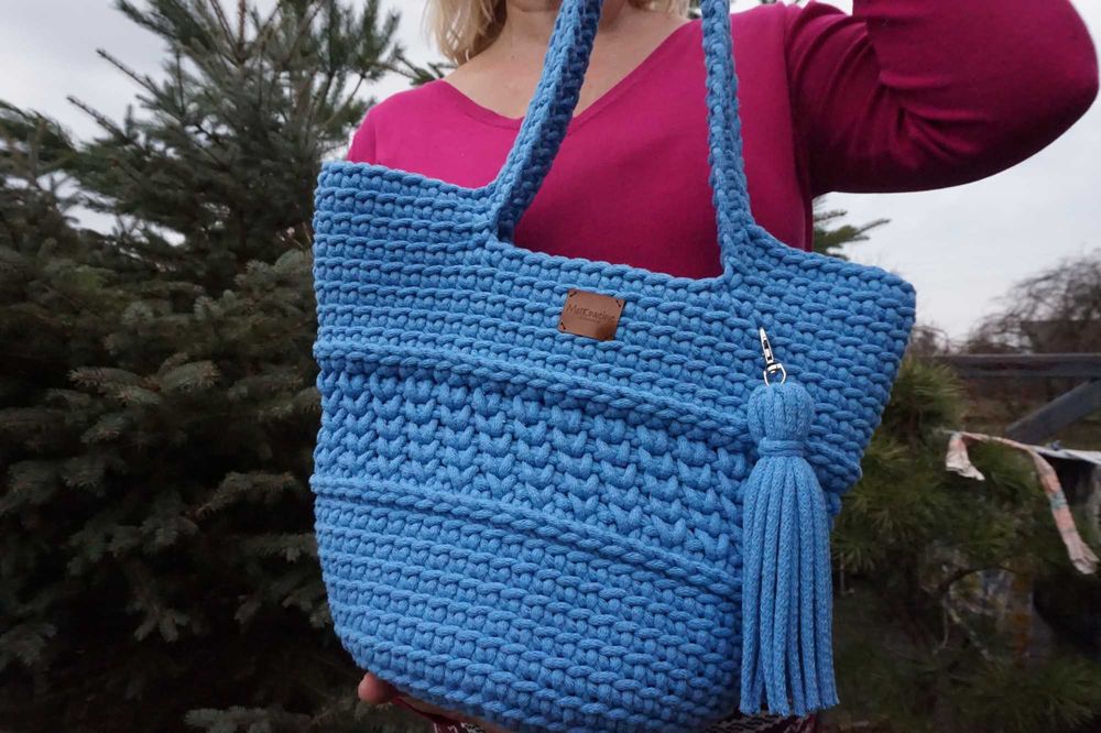 torba ze sznurka bawełnianego- różne kolory, handmade