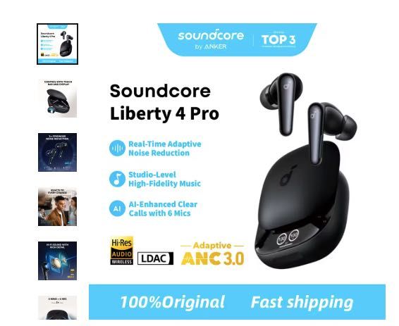 Нові Anker Soundcore Liberty 4 PRO LDAC Black Bluetooth ANC A3954
