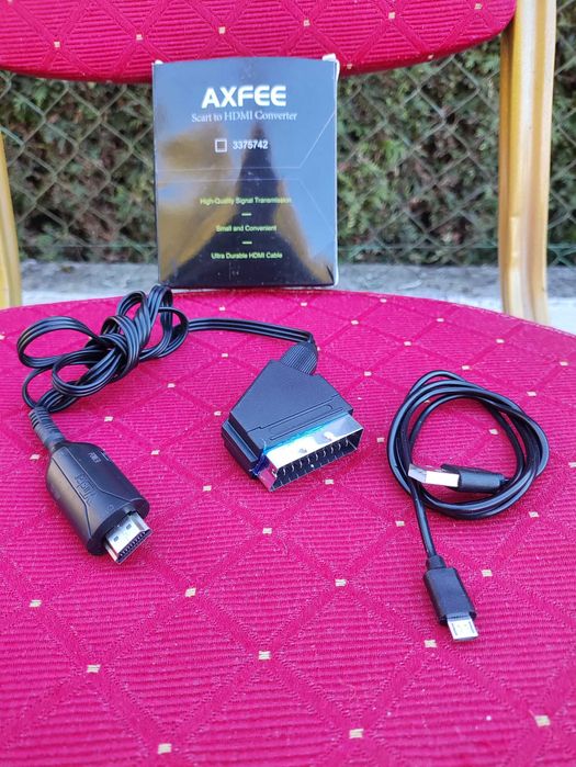 Adapter kabel przewód przejściówka Euro Scart HDMI konwerter audio wideo video HDTV DVD STB