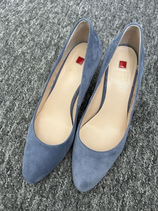 Szpilki_czółenka Högl zamszowe niebieskie rozm.37