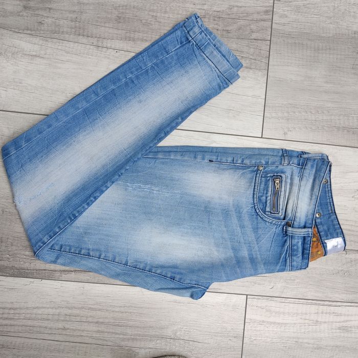 Niebieskie spodnie jeansowe damskie, dżinsy, denim, blue jeans, 38 / M