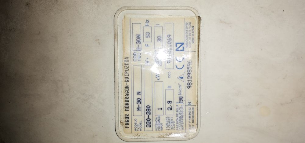 Cilindro de aquecimento água 30 L