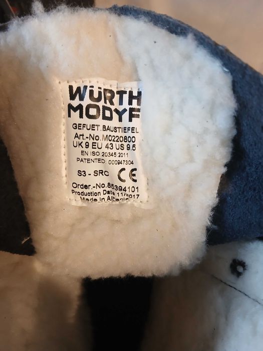 Buty robocze zimowe 43 28,5cm Wurth Modyf S3
