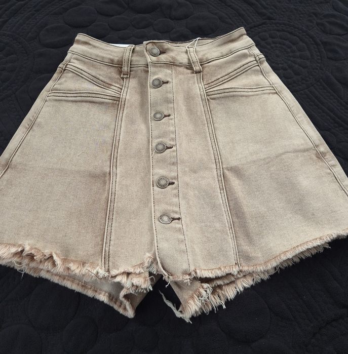 Spódnico spodenki jeans beżowe guziki xs