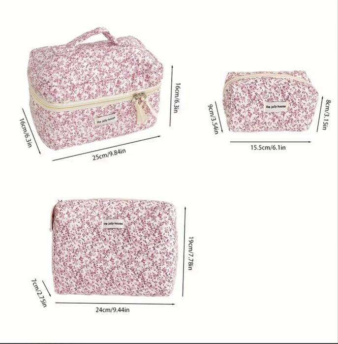 Набір косметичок 3в1.Квітковий дизайн. Дуже місткі.