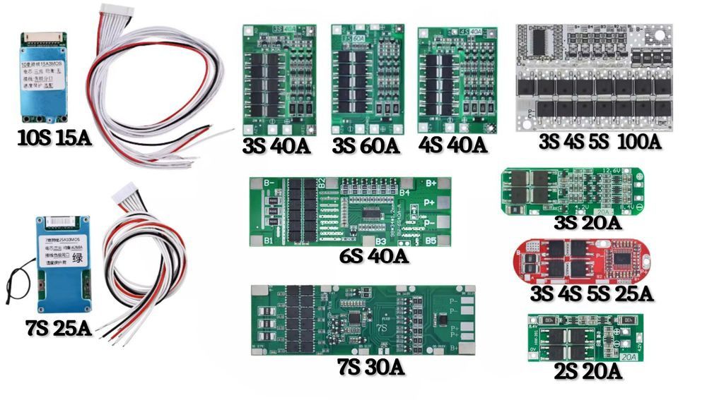 BMS 2S, 3S, 4S, 5S, 6S, 7S, 10S БМС плати захисту Li-ion та LiFePO4
