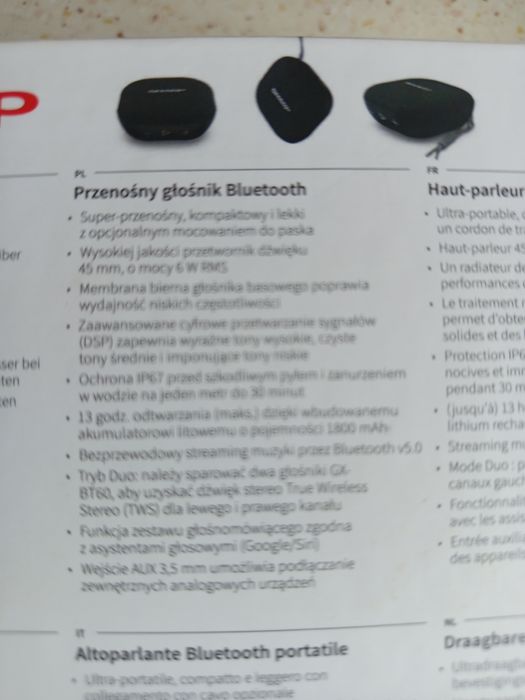 Przenośny głośnik Bluetooth Sharp