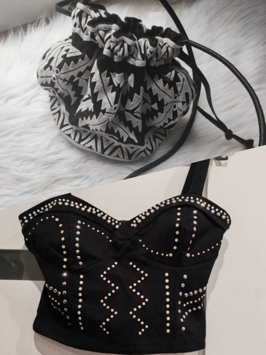 Stylowy zestaw H&M. Top + Torebka (zdobione)