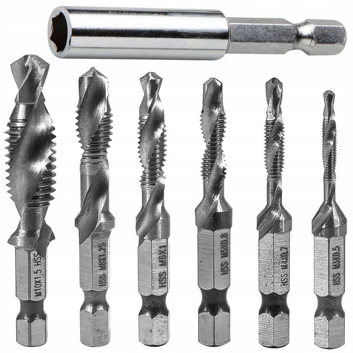 Wiertła Gwintujące HSS M3-M10 Gwintowniki 6szt. JAKOŚĆ VERKE
