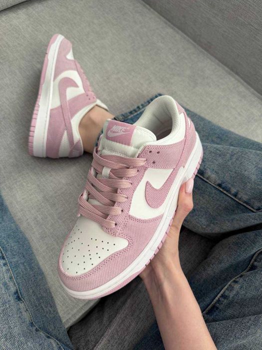 Кеди Nike SB Dunk White Pink Velvet Lilac Pink Corduroy | кросівки Найк СБ Данк Лов рожевого кольору вельвет