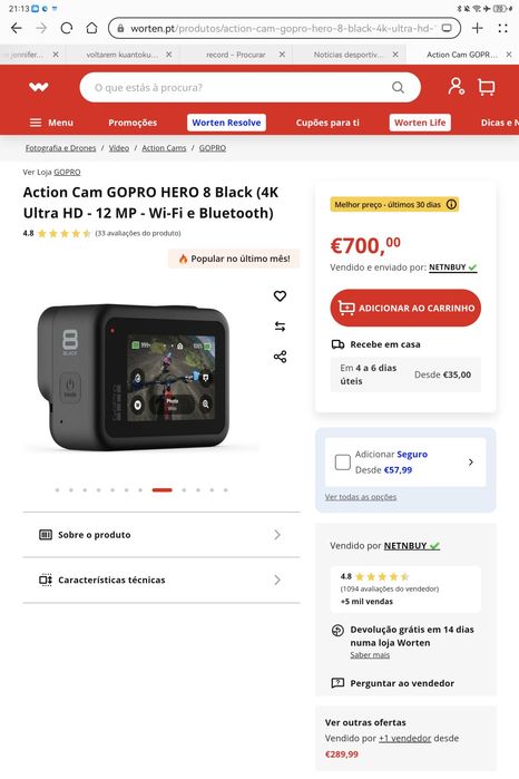 gopro hero 8 black edition, em estado novissimo