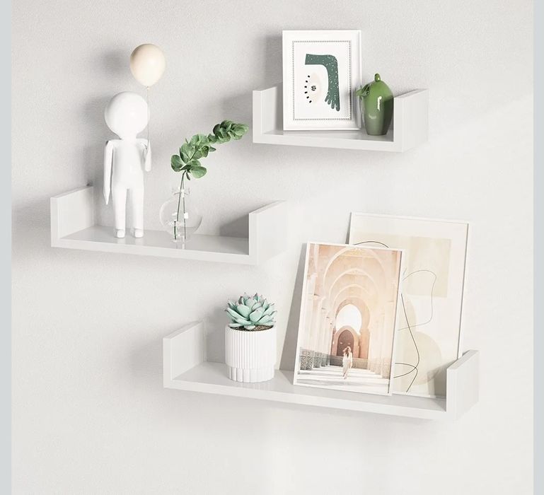 Songmics Lws66W Półki Wiszące, Drewno, Biały, 3 Sztuki