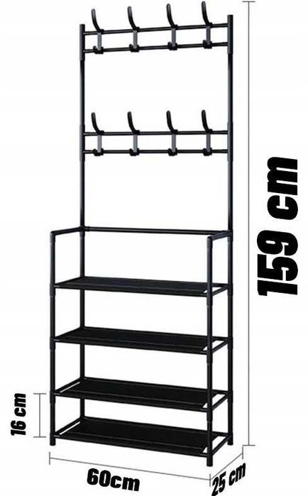 Nowy WIESZAK Ubrania Stojak Podłogowy Garderoba Buty Schowek (GRATIS)