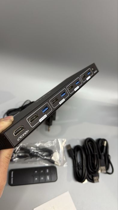 HDMI KVM Switch 4×1 — перемикач для 4 комп’ютерів і 1 монітора, 4K 60 Гц, USB 3.0