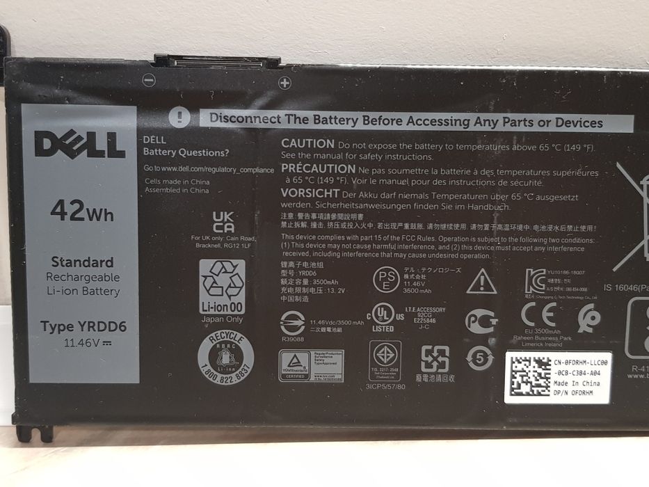ORYGINALNA bateria do laptopa Dell Vostro 3400 - YRDD6