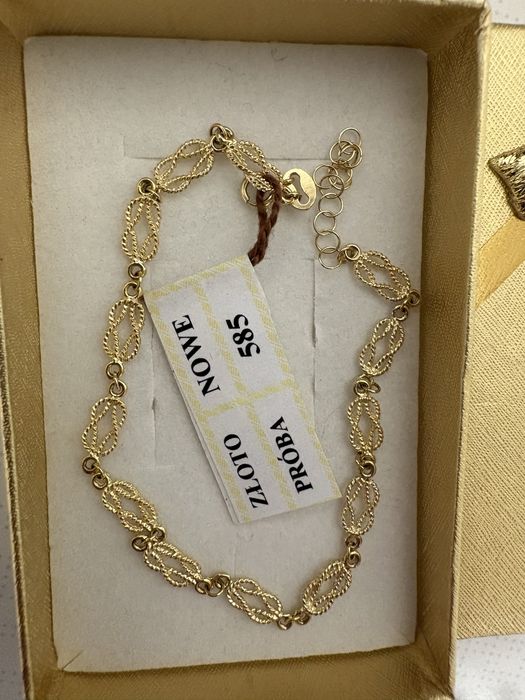 Piękna, nowa, Złota bransoletka, 17-19,5 cm, 2,80  g, proba 585, 14K