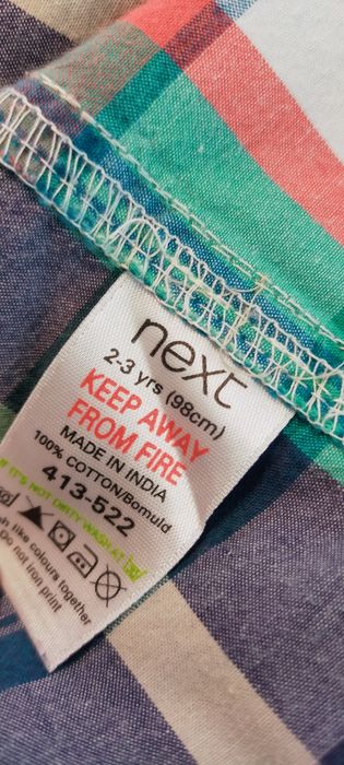 Koszula elegancka krótki rękaw kolorowa w kratę 92 98 niebieska zielon