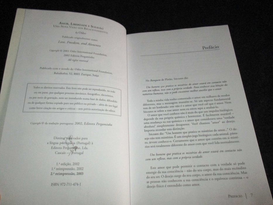 Livro Amor Liberdade e Solidão uma nova visão dos relacionamentos Osho