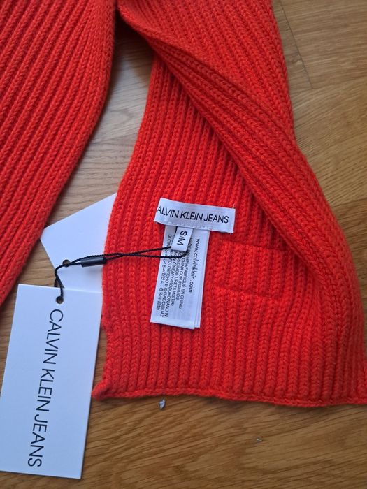 Komplet calvin klein czapka i szalik ck pomarańczowy nowy