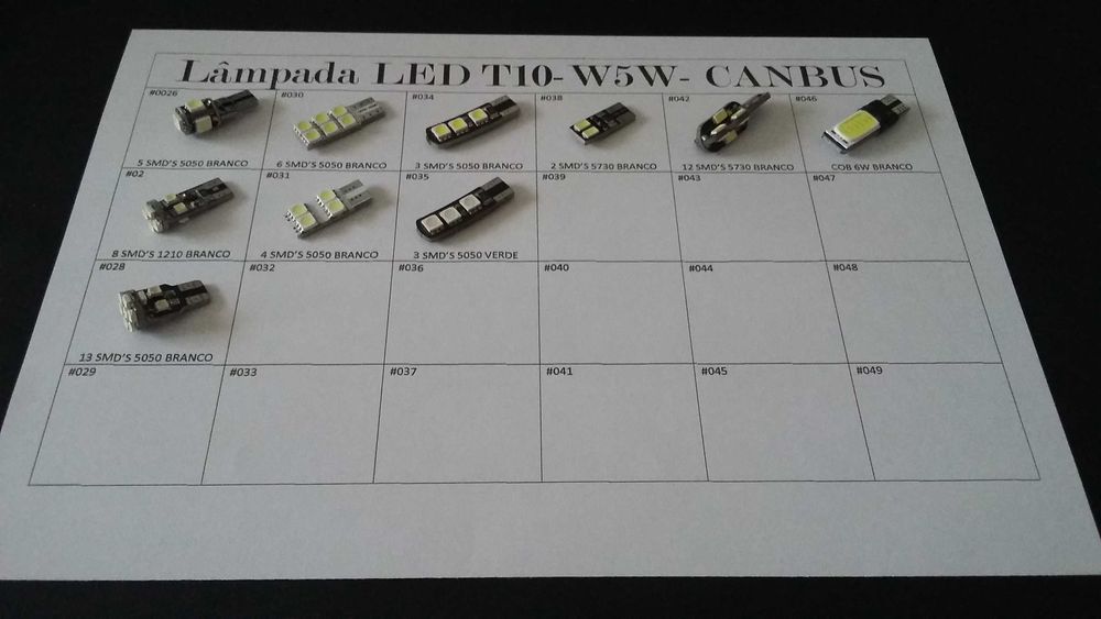 Led T10-W5W varias cores (NOVAS) [Novo Preço] a partir de
