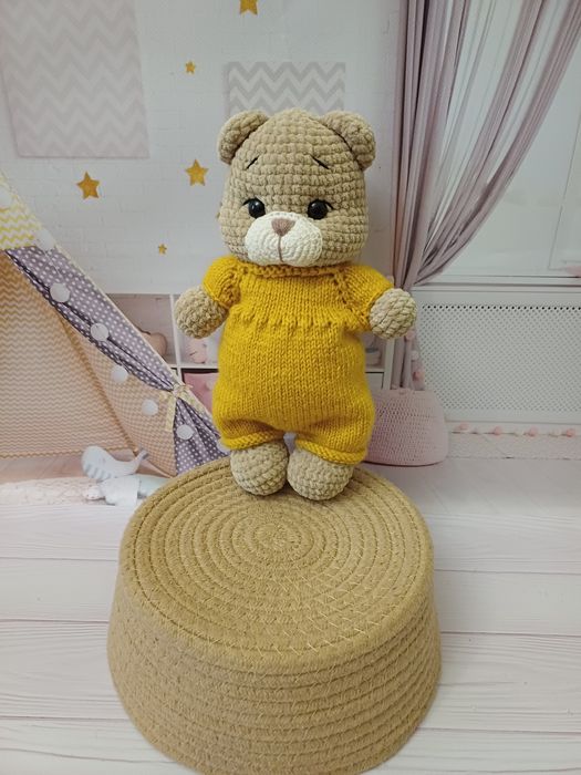 В'язаний ведмедик, плюшевий, м'яка іграшка, пряжа, Himalaya,  Dolce