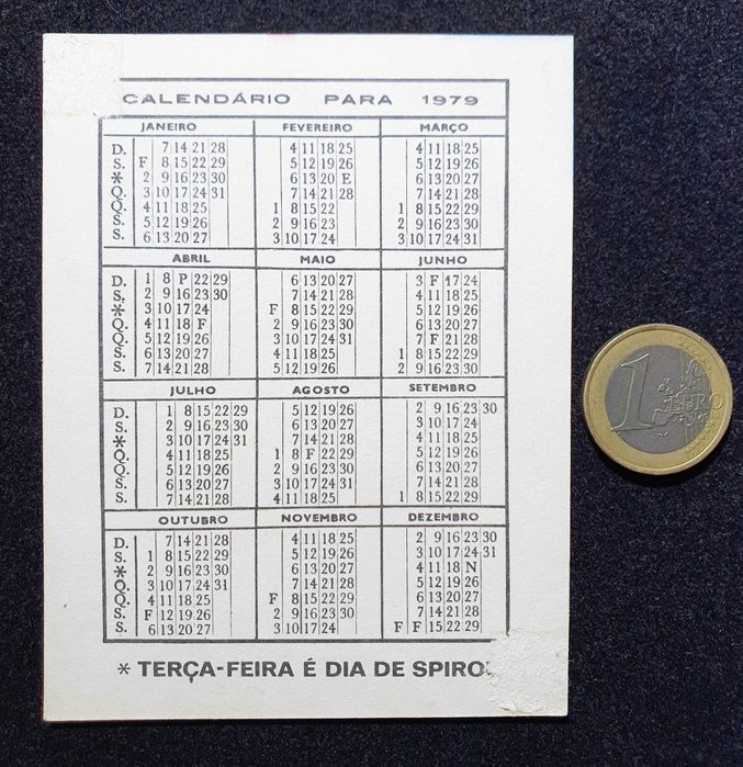 Antigos e Raros "CALENDÁRIOS SPIROU" ~ de Coleção ~ 1979 ~ #2
