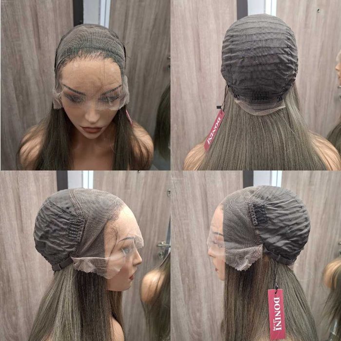 Długa Prosta Ciemny Blond Peruka Koronkowej Siateczce Lace Front Wig