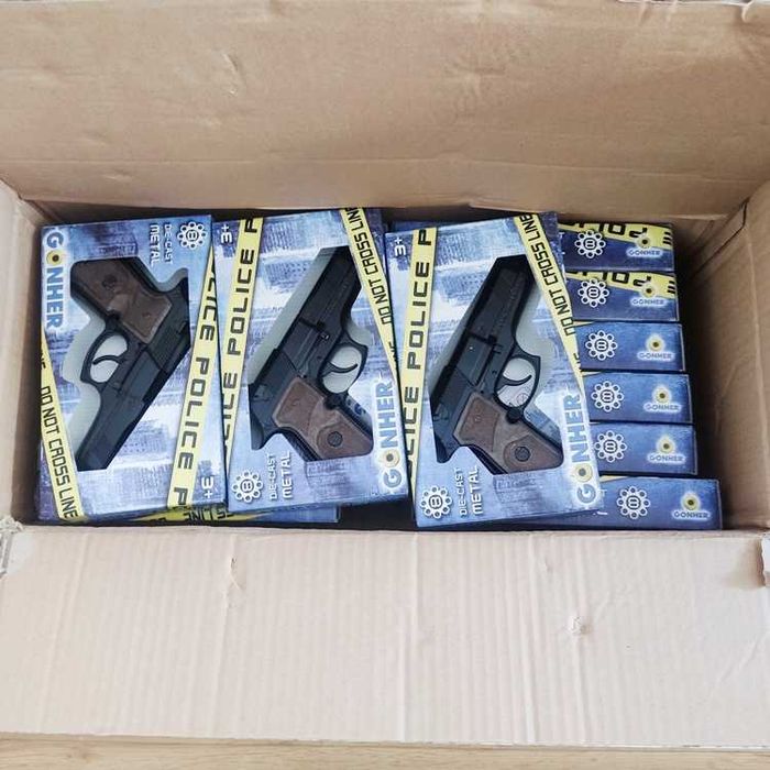 Pistola de policia metal de fulminantes 8 tiros 22,5x4x13cm