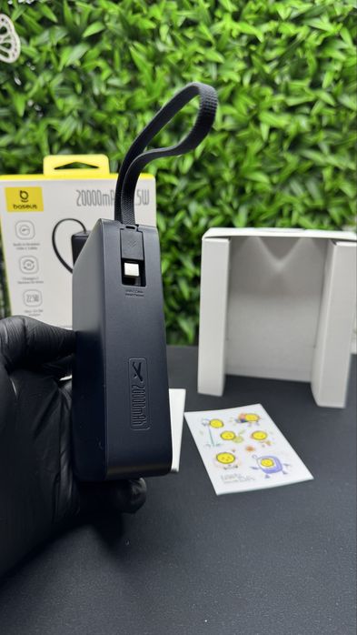 Оригінальний павербанк Базеус Baseus bipow 2 Pro з вбудованим кабелем