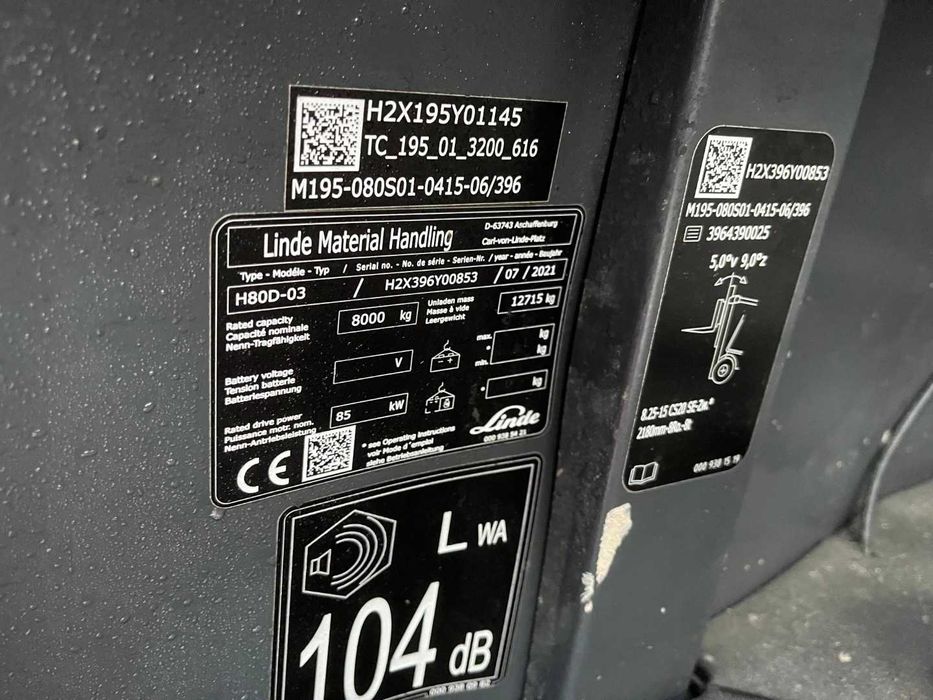 Wózek widłowy Linde H80D-03 Diesel 8 TON 2021 rok Kabina