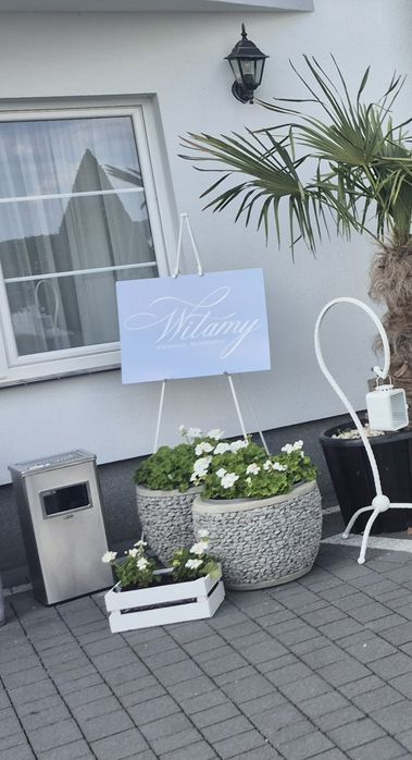 Zestaw weselny pudło na koperty, tablica powitalna, stelaż