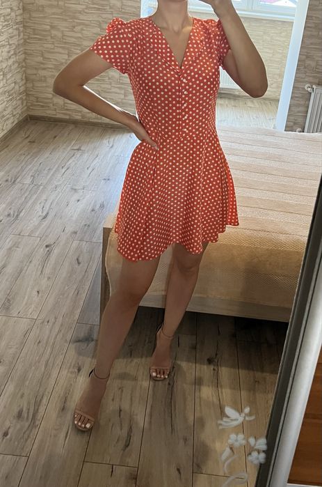 Літня коротка сукня міні плаття в горошок шовк