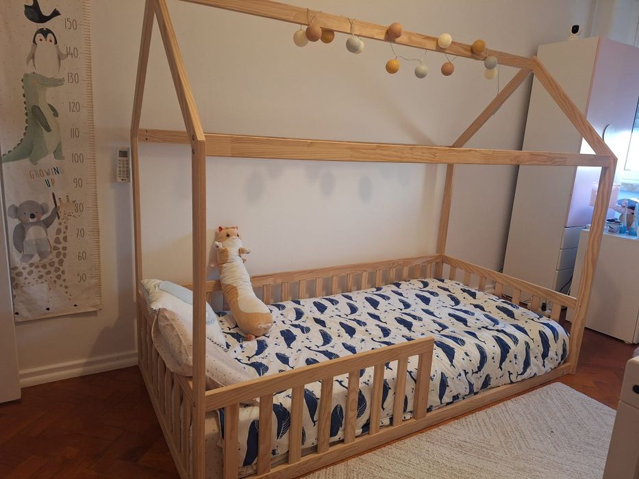 Cama criança tipo tenda + colchão IKEA (90x200)