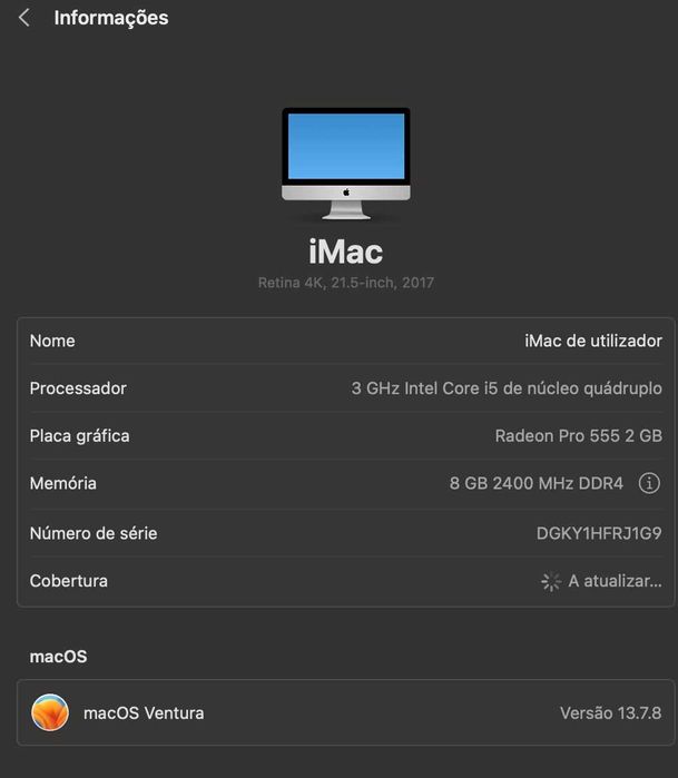 iMac 21.5” Retina 4K (2017) | i5 Quad-Core com Teclado e Suporte
