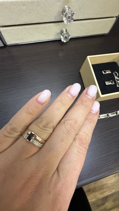 Срібний набір 925 з позолотою та чорними вставками