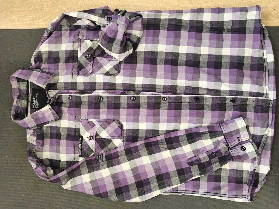 Koszula męska house krata odcienie fioletu - L
