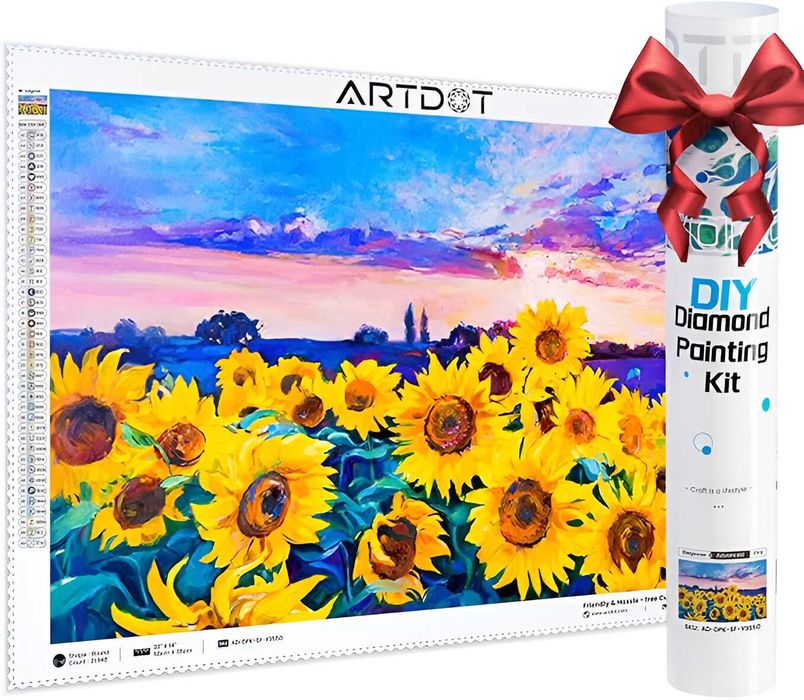 Artdot Zestaw Do Malowania Diamentami z Motywem Słoneczników 35x50 cm