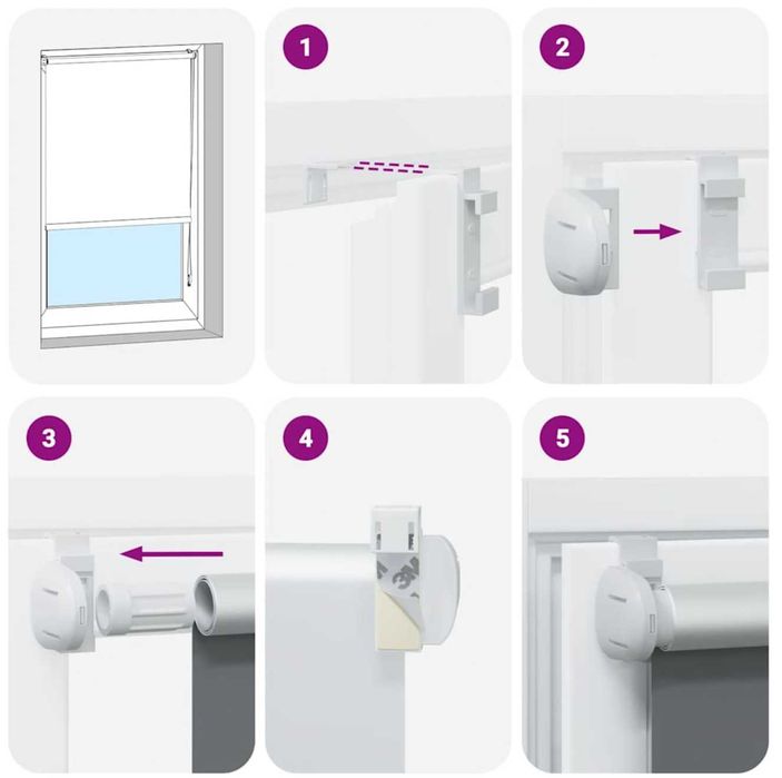 3 Persianas/Cortina de enrolar - NOVO - Azul escuro com adaptador PVC