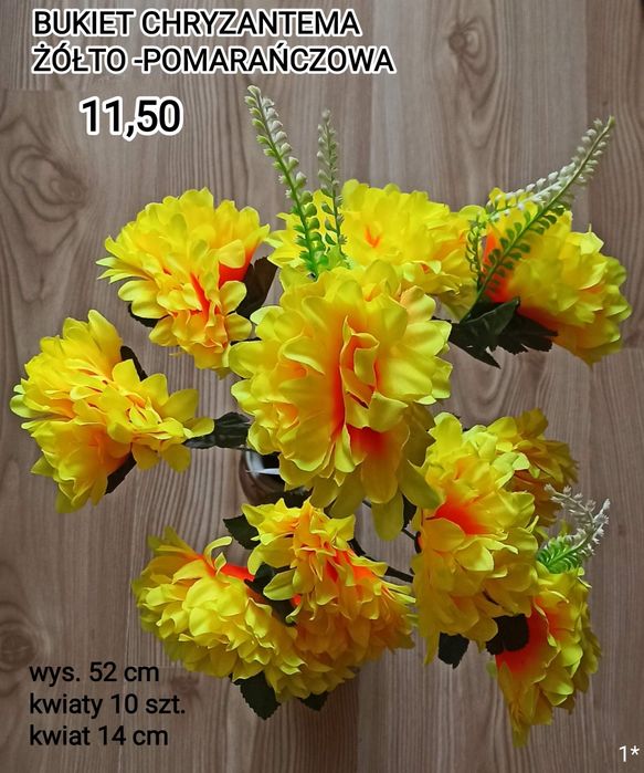 Bukiet chryzantema żółto - pomarańczowa.