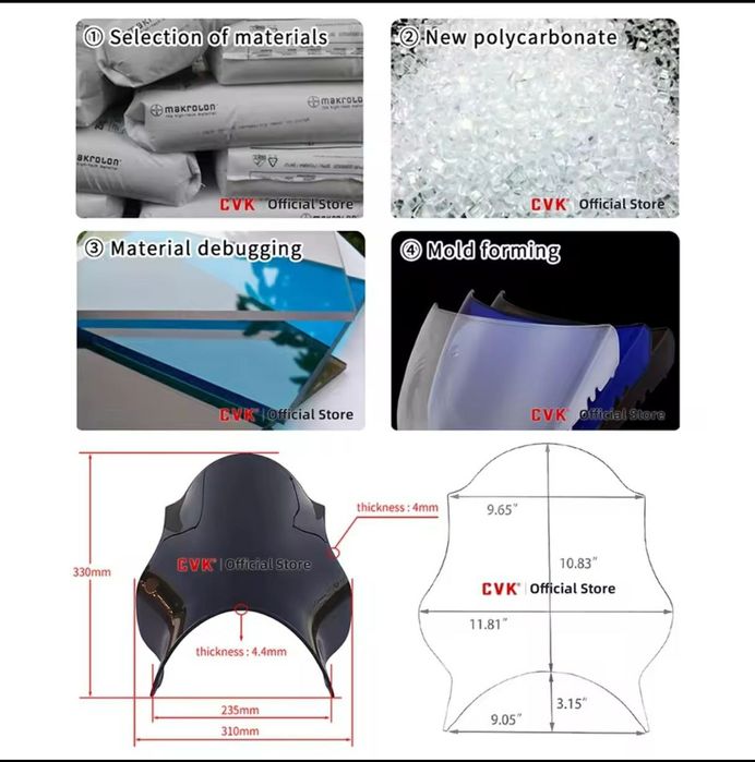 Стекло ветровое универсальное, обтекатель мото