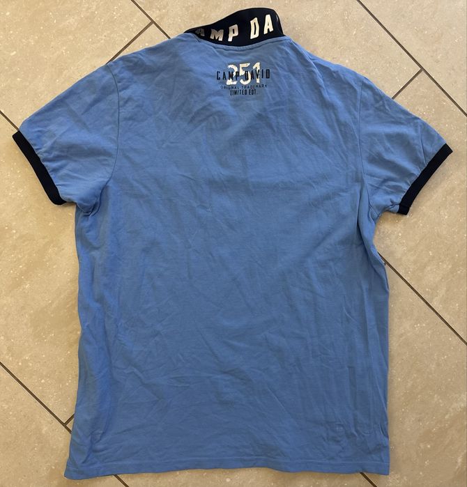 Camp David niebieska koszulka polo XL męska, 100% bawełna extra stan, napisy