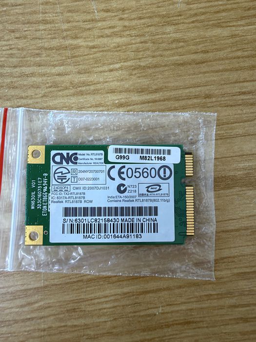 Placa de Rede Wi-Fi Mini PCI-E – Realtek RTL8187B (Para Portátil)