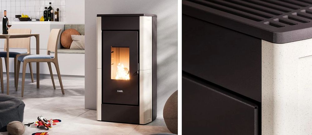 Piec piecyk kominek na pellet Cadel Perla 7,0 kW Antracytowa blacha