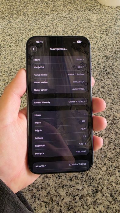 iPhone 17 pro max 1TB niebieski