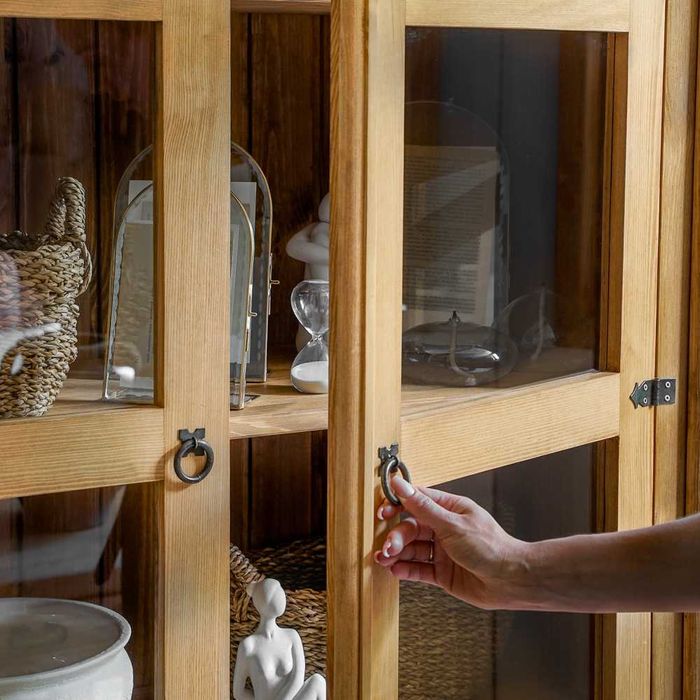 Duża trzydrzwiowa witryna przeszklona do jadalni, retro, rustykalna