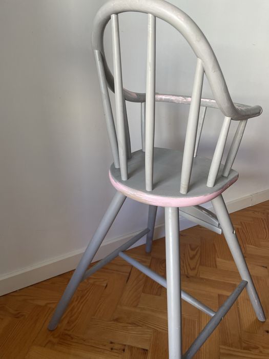 Cadeira assento alimentacao bebé madeira pintada vintage ikea