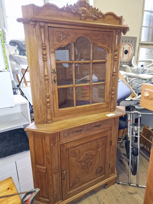 Szafka witryna narożna dębowa